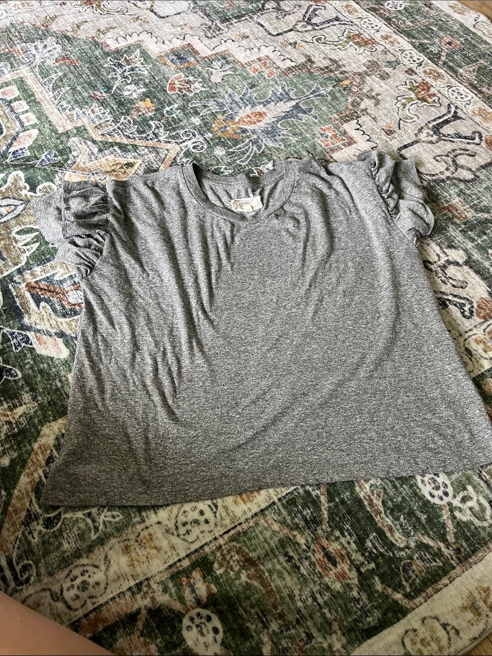 Current/Elliott Heather Gray Ruffle Sleeve Tee